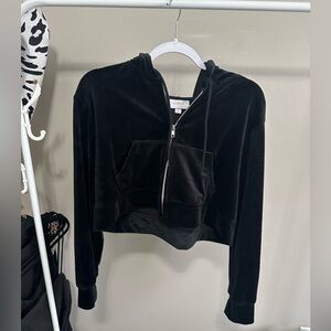 Velour hooded sweatshirt